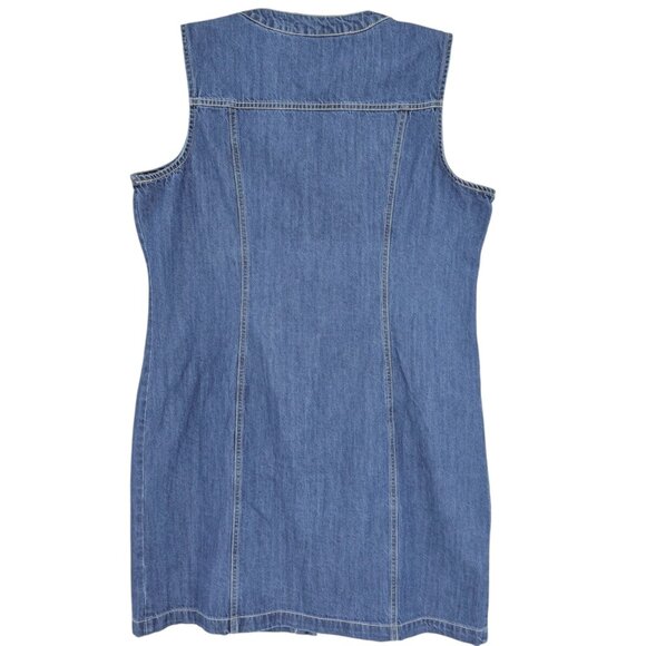 Time And Tru Women's Denim Sleeveless V-neck Button-Down Dress Size XL 16-18 NWT - Picture 3 of 9